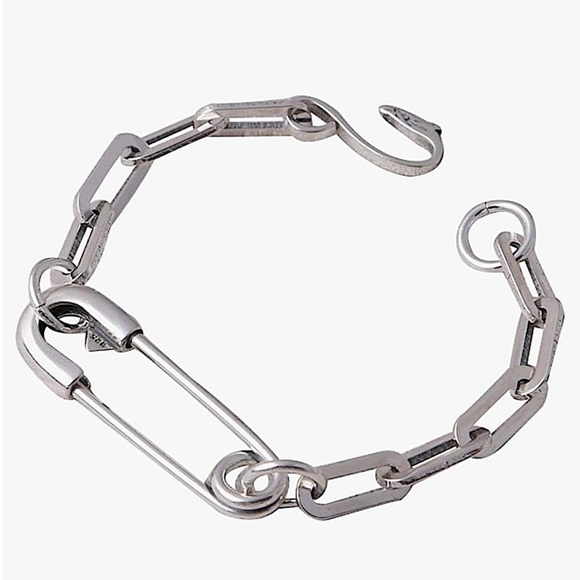 Sterling Silver Safety Pin Bracelet, Chain Link Unisex Birthday Present … - Picture 11 of 11